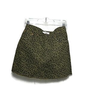 Zara Green Leopard Print Skirt